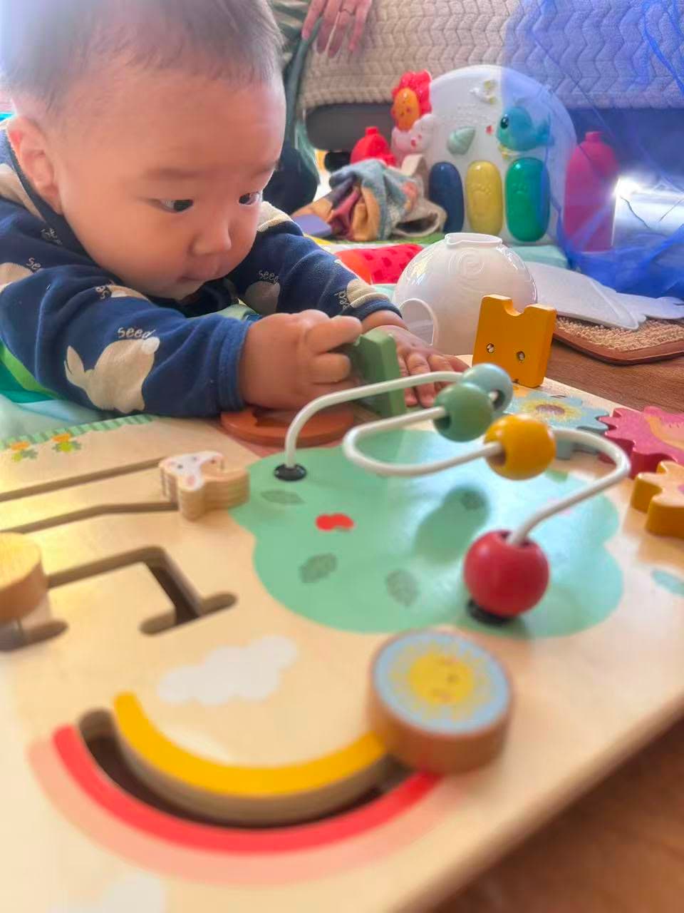 Professional childcare provider with a child